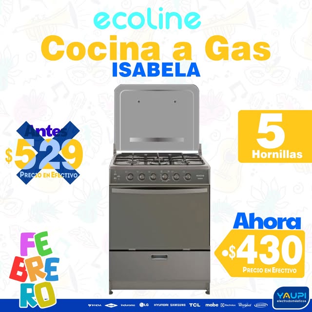 Cocina a gas Ecoline Isabela. Publicación de Yaupi del 19 de febrero de 2024