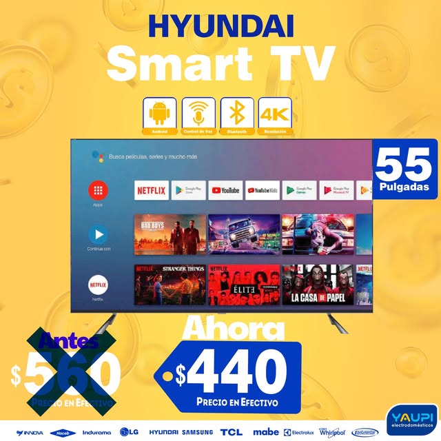 Smart TV Hyundai 55 pulgadas. Publicación de Yaupi del 2 de abril de 2024